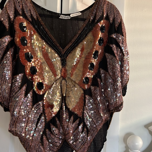 Hand Beaded Sequin Butterfly Top 🦋 - Picture 3 of 4